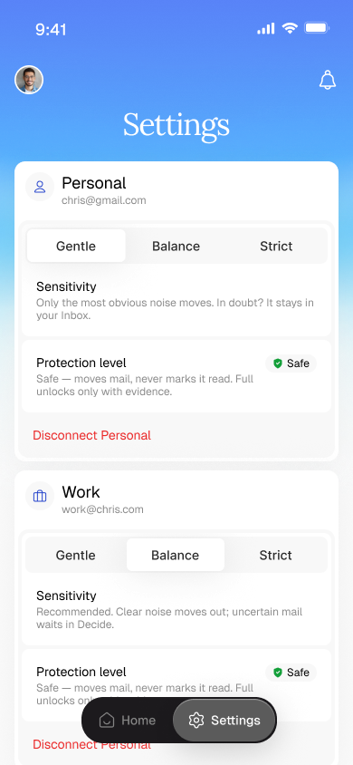 Set your sorting preferences · app design preview
